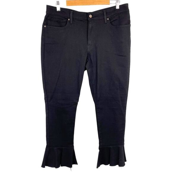 Levi's 711 Black Skinny Ankle Crop Ruffle Flare Hem Stretch Jeans Size 33 - Picture 2 of 16